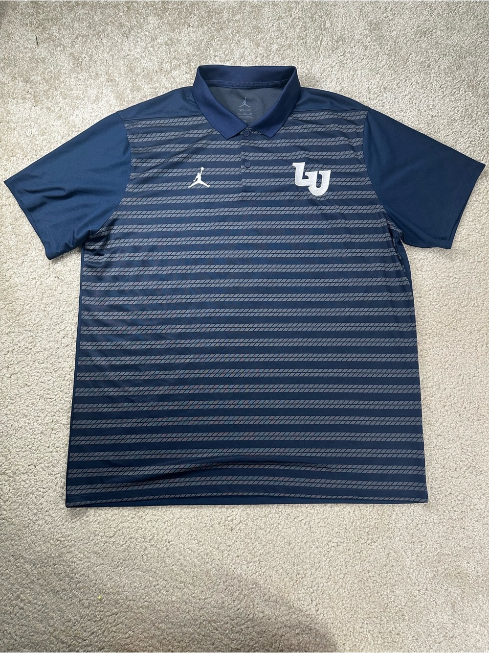 Jordan Navy Striped LU Logo Men's Polo